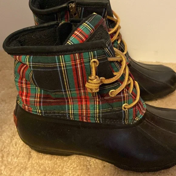 Sperry x J. Crew Duck Boots Plaid Tartan Size 9 - Picture 3 of 9